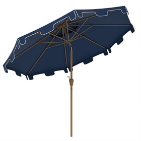 Outsunny 9' Patio Umbrella with Push Button Tilt and Crank, Double Top Ruffled Outdoor Market Table Umbrella with 8 Ribs, for Garden, Deck, Pool, Dark Blue W2225P217594