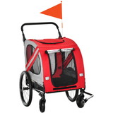 Aosom 2-in-1 Pet Bike Trailer for Small Dogs, Road-Visibility Bicycle Stroller, Weather-Strong Bike Wagon Trailer Sidecar Attachment, Red W2225P217623