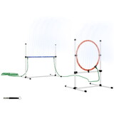 PawHut 3 Piece Dog Agility Training Equipment Set, Dog Obstacle Course with Adjustable Height Jumping Ring and Hurdle, Spray Water Tube, Carry Bag, Whistle, White W2225P217627