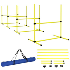 PawHut 4 Piece Dog Agility Training Equipment for Dog Agility Course with Adjustable Height Jump Bars, Included Carry Bag, & Displacing Top Bar, Yellow W2225P217629