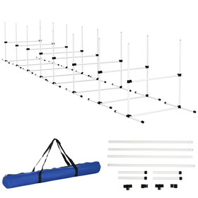 PawHut 8 Piece Dog Agility Training Equipment for Dog Agility Course with Adjustable Height Jump Bars, Included Carry Bag, & Displacing Top Bar, White W2225P217630