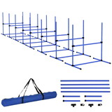 PawHut 8 Piece Dog Agility Training Equipment for Dog Agility Course with Adjustable Height Jump Bars, Included Carry Bag, & Displacing Top Bar, Blue W2225P217631