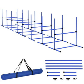 PawHut 8 Piece Dog Agility Training Equipment for Dog Agility Course with Adjustable Height Jump Bars, Included Carry Bag, & Displacing Top Bar, Blue W2225P217631