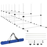 PawHut 6 Piece Dog Agility Training Equipment for Dog Agility Course with Adjustable Height Jump Bars, Included Carry Bag, & Displacing Top Bar, White W2225P217633