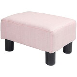 HOMCOM Ottoman Foot Rest, Small Foot Stool with Linen Fabric Upholstery and Plastic Legs, Cube Ottoman for Living Room, Pink W2225P217638