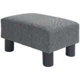 HOMCOM Ottoman Foot Rest, Small Foot Stool with Linen Fabric Upholstery and Plastic Legs, Cube Ottoman for Living Room, Charcoal Gray W2225P217640