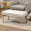 HOMCOM 32" Vintage Ottoman, Tufted Foot Stool with Upholstered Seat, Rustic Wood Legs for Bedroom, Living Room, Beige W2225P217643