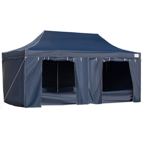 Outsunny 10' x 20' Pop Up Canopy Tent with Sidewalls & Doors, Instant Tents for Parties with Wheeled Carry Bag, Height Adjustable, for Outdoor, Garden, Patio, Blue W2225P217653