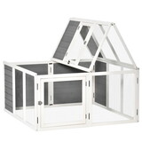 PawHut Rabbit Hutch, Wooden Outdoor Bunny Cage with an Openable Foldable Top, Door, Guinea Pig Hutch for Backyard, Garden, fits 1-4 Rabbits, Gray W2225P217661