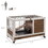 PawHut Wooden Rabbit Hutch Indoor Outdoor, Elevated Bunny Cage with No Leak Tray Enclosed Run with Wheels, Ideal for Guinea Pigs and Small Animals, Brown W2225P217662