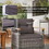 Outsunny 3 Pieces Patio Bistro Set Wooden with Cushions, PE Wicker Patio Furniture Outdoor for Porch, Backyard, Garden, Gray W2225P217672