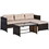 Outsunny 3 Piece Patio Furniture Set, Rattan Outdoor Sofa Set with Chaise Lounge & Loveseat, Soft Cushions, Tempered Glass Table, L-Shaped Sectional Couch, Beige W2225P217678