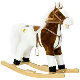 Qaba Rocking Horse with Sound, Ride on Horse with Saddle, Toddler Rocker, Gift for 3-8 Year Old, Brown W2225P217696