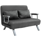 HOMCOM Convertible Sofa Bed Sleeper Chair, 5 Position Adjustable Backrest, Armchair Sleeper with Pillows, Leisure Chaise Lounge Couch, Gray W2225P217711