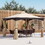 Outsunny 10' x 12' Outdoor Gazebo with Netting and Curtains, Patio Gazebo Canopy with 2-Tier Soft Top Roof and Steel Frame for Lawn, Garden, Backyard and Deck W2225P217715