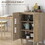 HOMCOM Sideboard Buffet Cabinet, Kitchen Cabinet, Coffee Bar Cabinet with 2 Rattan Doors and Adjustable Shelves, Natural W2225P217723