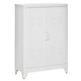 HOMCOM Industrial Storage Cabinet, Steel Garage Cabinet with Double Doors and Adjustable Shelves, White W2225P217724