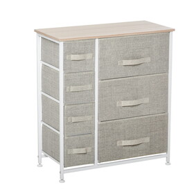 HOMCOM 7-Drawer Dresser Storage Tower Cabinet Organizer Unit, Easy Pull Fabric Bins with Metal Frame for Bedroom, Closets, Light Gray W2225P217729