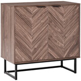 HOMCOM Sideboard Buffet Cabinet, Chevron Double Door Kitchen Cabinet, Accent Cabinet with Adjustable Shelf, Walnut W2225P217732