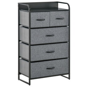 HOMCOM 5-Drawer Dresser, Fabric Chest of Drawers, 4-Tier Storage Organizer for Bedroom Entryway, Tower Unit with Steel Frame Wooden Top, Gray W2225P217736