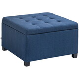 HOMCOM Fabric Tufted Storage Ottoman with Flip Top Seat Lid, Metal Hinge and Stable Eucalyptus Wood Frame for Living Room, Entryway, or Bedroom, Blue W2225P217743