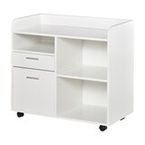 Vinsetto Filing Cabinet Printer Stand Mobile Lateral File Cabinet with 2 Drawers, 3 Open Storage Shelves for Home Office Organization, White W2225P217754