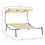 Outsunny Patio Double Chaise Lounge Chair, Outdoor Wheeled Hammock Daybed with Adjustable Canopy and Pillow for Sun Room, Garden, or Poolside, Beige W2225P217764