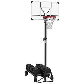 Soozier Portable Basketball Hoop, Fully Foldable Basketball Goal, 4.3-10.2ft Height Adjustable Basketball System with 4 Wheels and Extra Wide Base for Teenagers, Youth & Adults W2225P217778