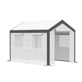 Outsunny 10' x 7' x 7' Walk-in Greenhouse, Outdoor Garden Warm Hot House with 4 Roll-up Windows, 2 Zippered Doors and Weather Cover, White W2225P217794