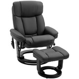 HOMCOM PU Leather Massage Recliner Chair with Ottoman 10 Point Vibration Swiveling Armchair, Black W2225P217949