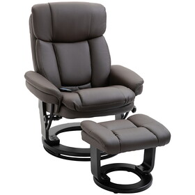 HOMCOM PU Leather Massage Recliner Chair with Ottoman 10 Point Vibration Swiveling Armchair, Brown W2225P217950