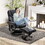 HOMCOM Massage Recliner Chair with Ottoman Footrest, 10 Vibration Points, 360&#176; Swivel Reclining Chair, Faux Leather Living Room Chair with Side Pocket and Remote Control, Black W2225P217951