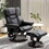 HOMCOM Massage Recliner Chair with Ottoman Footrest, 10 Vibration Points, 360&#176; Swivel Reclining Chair, Faux Leather Living Room Chair with Side Pocket and Remote Control, Black W2225P217951