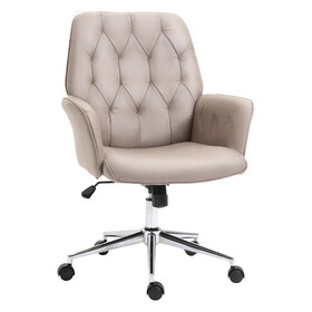 Vinsetto Microfiber Home Office Chair, Tufted Height Adjustable Computer Desk Chair with Swivel Wheels and Padded Armrests, Light Gray W2225P217956