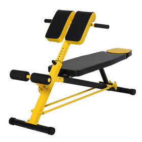 Soozier Adjustable Hyper Extension Dumbbell Weight Bench, Foam Leg Holders, Exercise Abs, Arms, Core, Strength Workout Station for Home Gym, Yellow W2225P217971