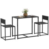 HOMCOM 3-Piece Industrial Dining Table Set for 2, Kitchen Table and Chairs, Dining Room Sets for Small Spaces, Black W2225P229082