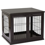 PawHut Dog Crate Furniture, Small Dog Cage End Table with Two Opening Sides, Lockable Door, Puppy Kennel Indoor, Cute and Decorative, Coffee W2225P229154