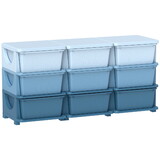 Qaba 3 Tier Kids Storage Unit, 9 Drawer Chest Toy Organizer Plastic Bins for Kids Bedroom Nursery Kindergarten Living Room for Boys Girls Toddlers, Blue W2225P229204