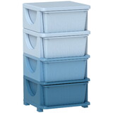 Qaba 4 Tier Kids Storage Unit, 4 Drawer Chest Toy Organizer Plastic Bins for Kids Bedroom Nursery Kindergarten Living Room for Boys Girls Toddlers, Blue W2225P229206