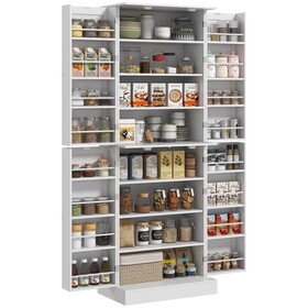 HOMCOM 65" Kitchen Pantry Cabinet, Modern Storage Cabinet with Doors and Shelves, Freestanding Cupboard for Dining Room, White W2225P229291