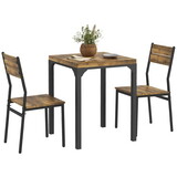 HOMCOM 3 Piece Dining Table Set for 2, Modern Kitchen Table and Chairs, Dining Room Set for Breakfast Nook, Small Space, Apartment, Space Saving, Rustic Brown W2225P229475