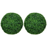 HOMCOM Set of 2 19.75 inch Artificial Ball Boxwood Topiary Trees Balls, Indoor Outdoor Fake Plants for Home, Office & Living Room Decor W2225P229587