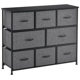 HOMCOM 8-Drawer Dresser, 3-Tier Fabric Chest of Drawers, Storage Tower Organizer Unit with Steel Frame for Bedroom, Hallway, Dark Gray W2225P229649