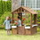 Outsunny Kids Wooden Playhouse, Outdoor Garden Games Cottage, with Working Door, Windows, Flowers Pot Holder, 47" x 38" x 54" W2225P229707