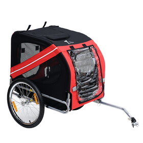 Aosom Dog Bike Trailer Pet Cart Bicycle Wagon Cargo Carrier Attachment for Travel with 3 Entrances Large Wheels for Off-Road & Mesh Screen - Red/ Black W2225P229758