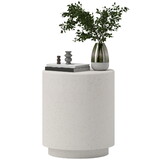 HOMCOM Round Side Table, Lightweight Accent Table with Terrazzo Finish, End Table with 4 Adjustable Feet for Indoor, Outdoor, Cream White W2225P249996