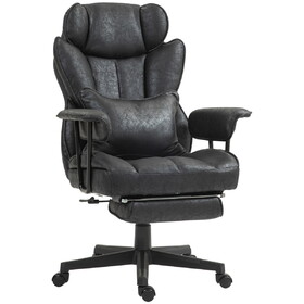 HOMCOM Executive Office Chair, 400LBS Big and Tall Office Chair with Foot Rest, Microfiber Computer Desk Chair with Lumbar Support, Reclining Function and Wide Seat, Black W2225P250011