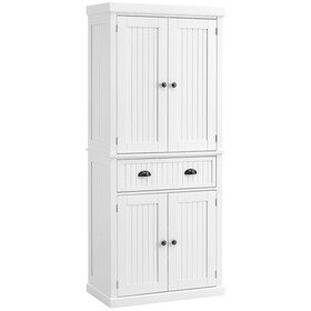 HOMCOM 72" Kitchen Pantry, Tall Storage Cabinet, Freestanding Cupboard with Drawer, Doors and Adjustable Shelves, White W2225S00011