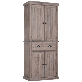 HOMCOM 72" Freestanding Kitchen Pantry Cabinet, Tall Storage Cabinet with 2 Door Cupboards, 2 Drawers and Adjustable Shelves, Brown W2225S00012