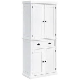 HOMCOM 72" Freestanding Kitchen Pantry Cabinet, Tall Storage Cabinet with 2 Door Cupboards, 2 Drawers and Adjustable Shelves, White W2225S00013